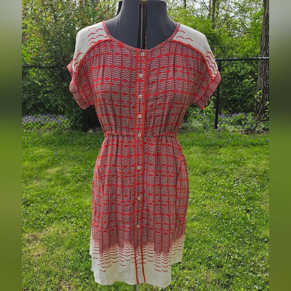 Red and White Patterned Dress
